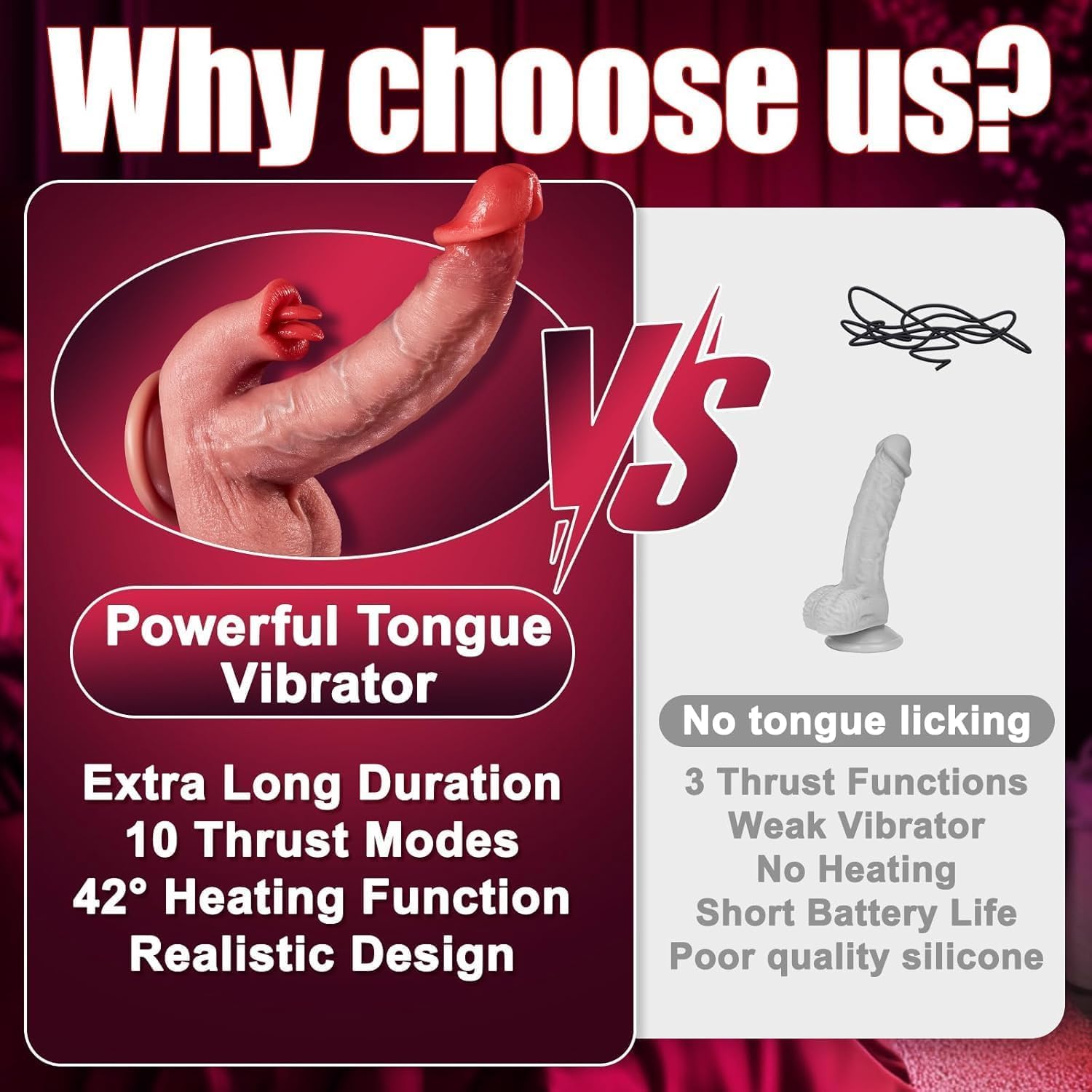 Electric Dual-Tongue Dildo Vibrator, G-Spot Adult Sex Toy with Dual-Tongue Vibration and Suction Stimulation, Realistic Texture and Touch, Multiple Stimulation Sex Toys for Women and Couples view 5