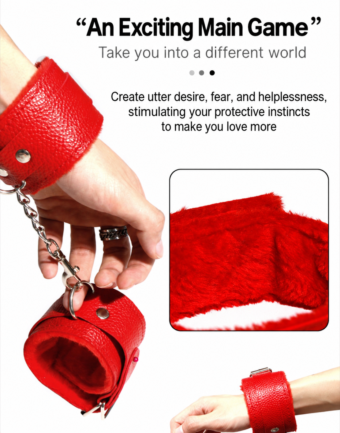 12-Piece BDSM Bondage Restraints Set, Adult Sex Toys with Plush and Leather Accessories, Black and Red Bondage Gear for Role Play, Foreplay Teasing and Master-Slave Games, Sexual Wellness