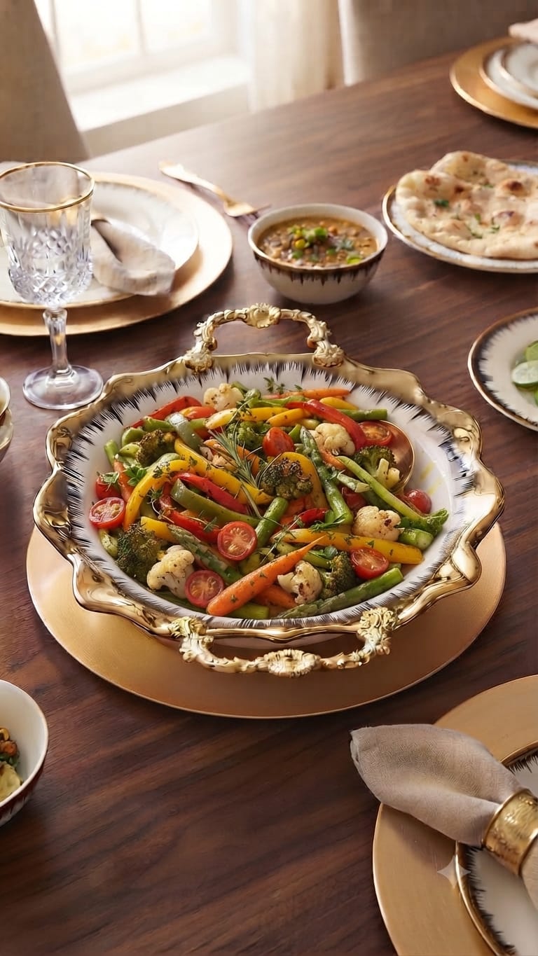 Round Gold Detailed Serving Platter – White & Gold Ceramic Serving Plate for Soup, Pasta, Vegetables and Main Dishes, Elegant Tableware for Home Dining, Restaurants, Hotels and Special Occasions