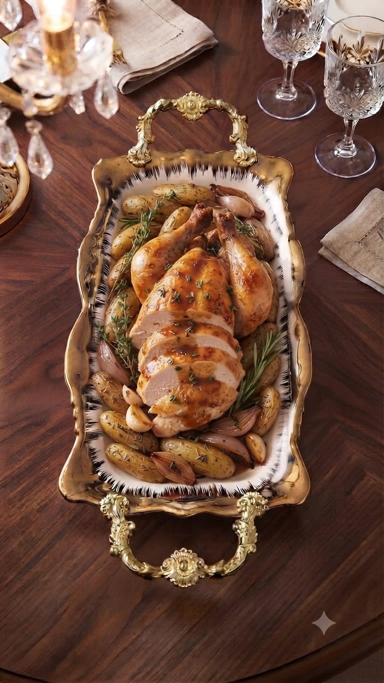 Rectangle Gold Detailed Serving Dish 13 × 7.5 Inch – White & Gold Ceramic Serving Tray for Snacks, Vegetables, Rice and Stew, Elegant Rectangular Tableware for Home Dining & Entertaining