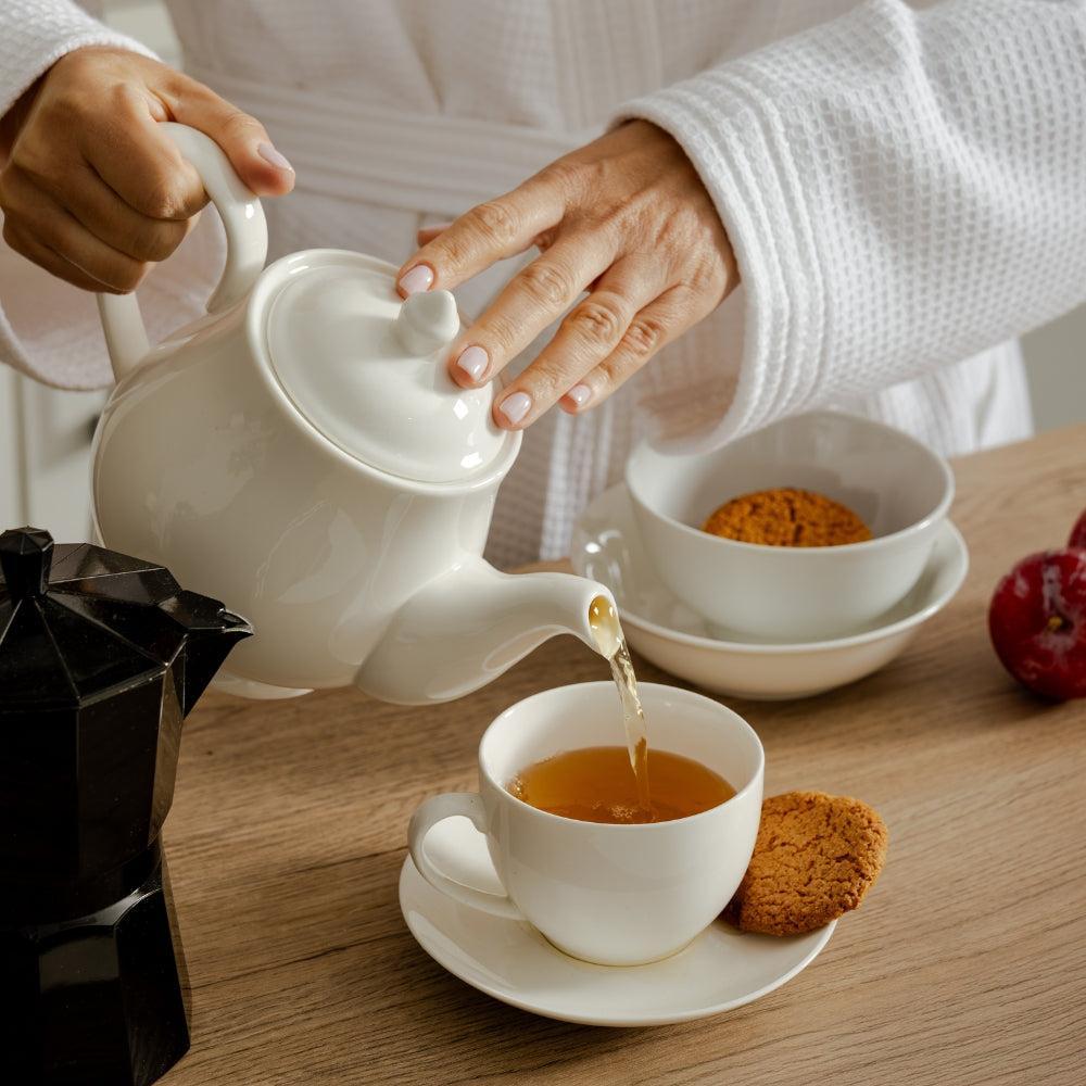 Ceramic Kettle Round Big 1000ml – Elegant Round Ceramic Teapot for Tea Serving, Stylish Kitchen and Dining Drinkware for Home, Office, Restaurants, Cafés and Everyday Beverage Preparation