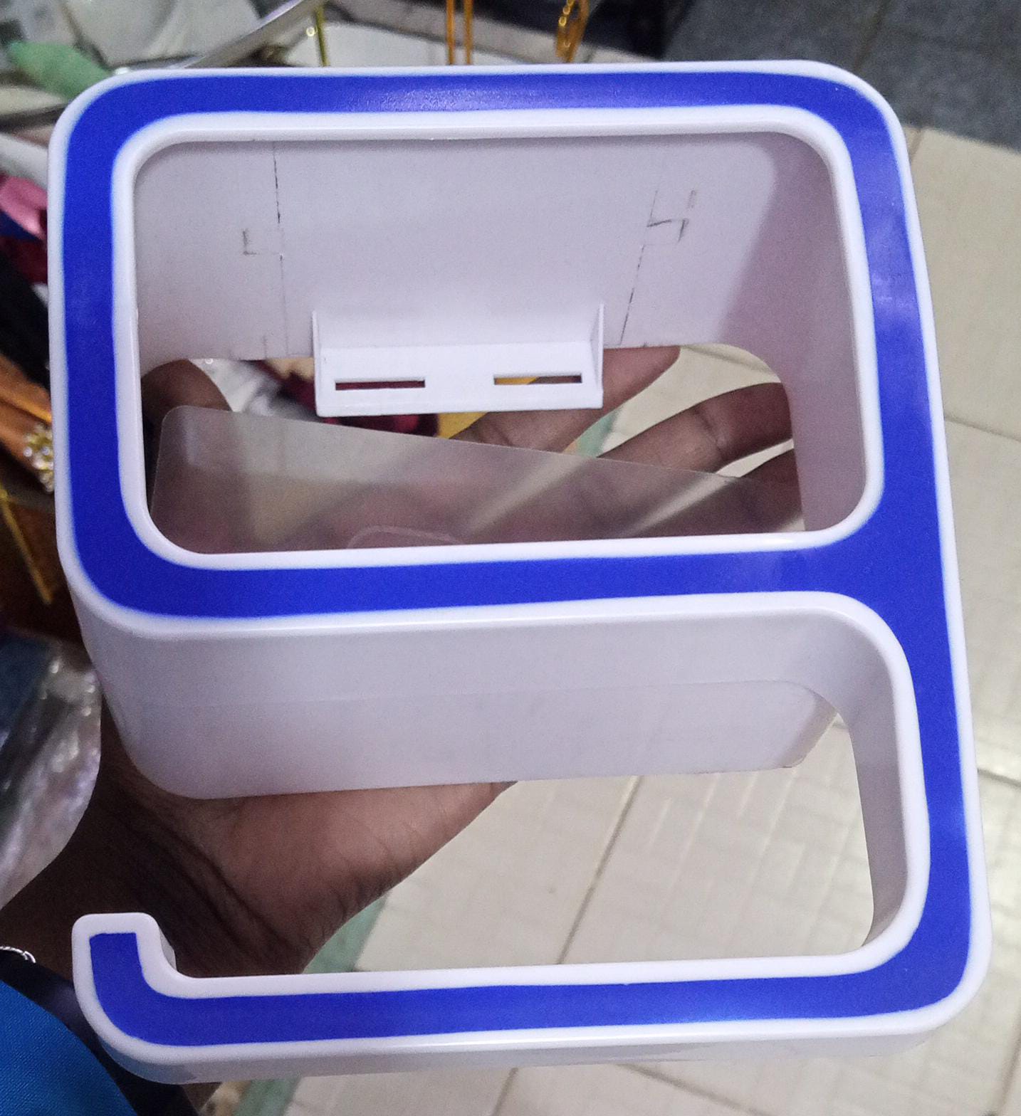 No.9 Plastic Organizer – Compact Space-Saving Storage Basket for Room, Bedroom, Bathroom, Kitchen and Office, Stylish Organizer for Household Essentials with White & Blue Finish