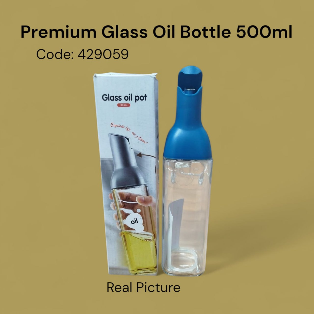 Premium 500ml Glass Oil Bottle – Durable Refillable Oil Dispenser with No-Drip Spout for Easy Mess-Free Pouring, Elegant Kitchen and Table Serving Bottle for Cooking Oil, Vinegar & Sauces