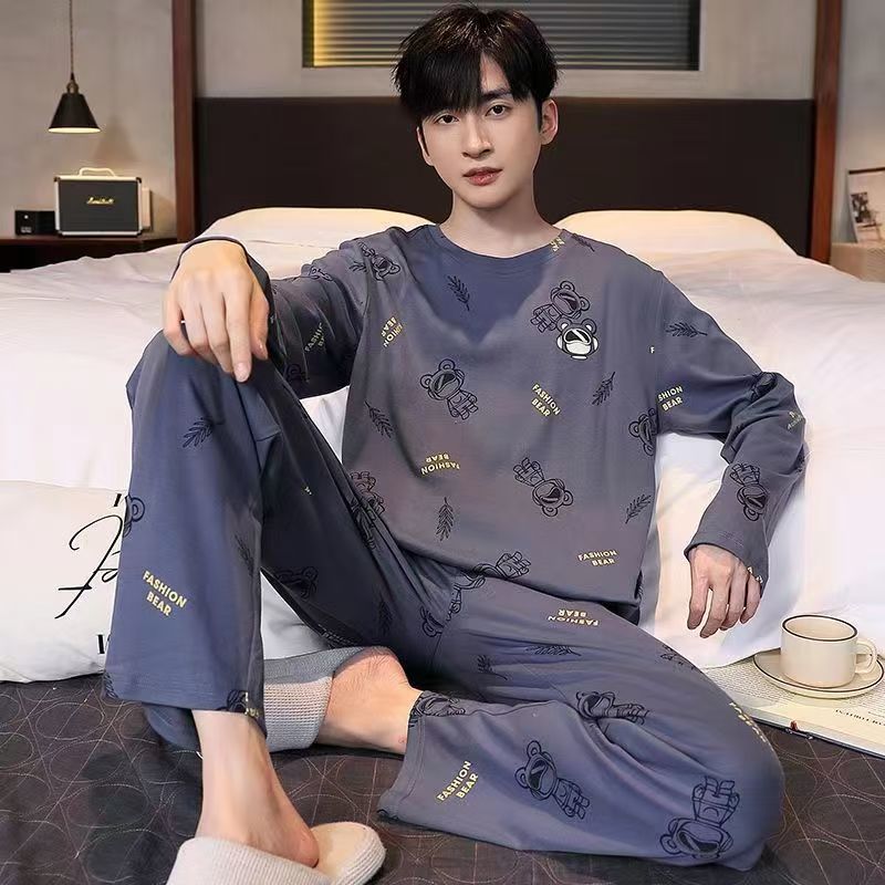 Men’S Thermal Pajamas Sets With Long Sleeve Long Pants Housewear Suit Winter Autumn Checkered Pattern Sleepwear