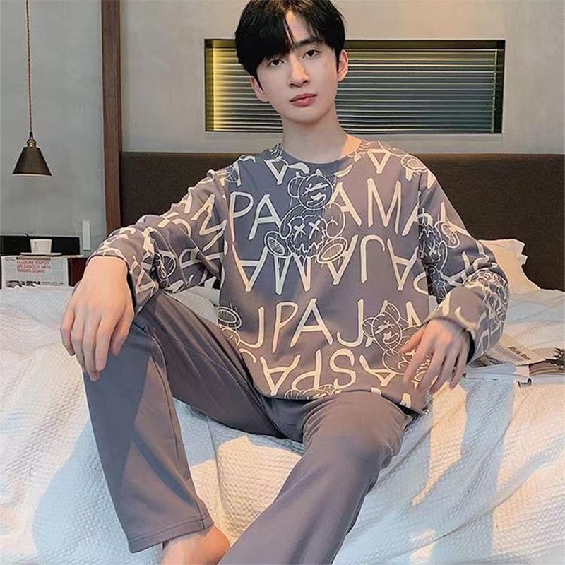 Men’S Thermal Pajamas Sets With Long Sleeve Long Pants Housewear Suit Winter Autumn Checkered Pattern Sleepwear