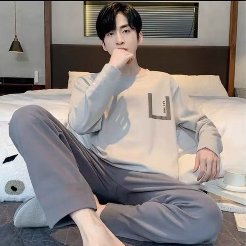 Men’S Thermal Pajamas Sets With Long Sleeve Long Pants Housewear Suit Winter Autumn Checkered Pattern Sleepwear