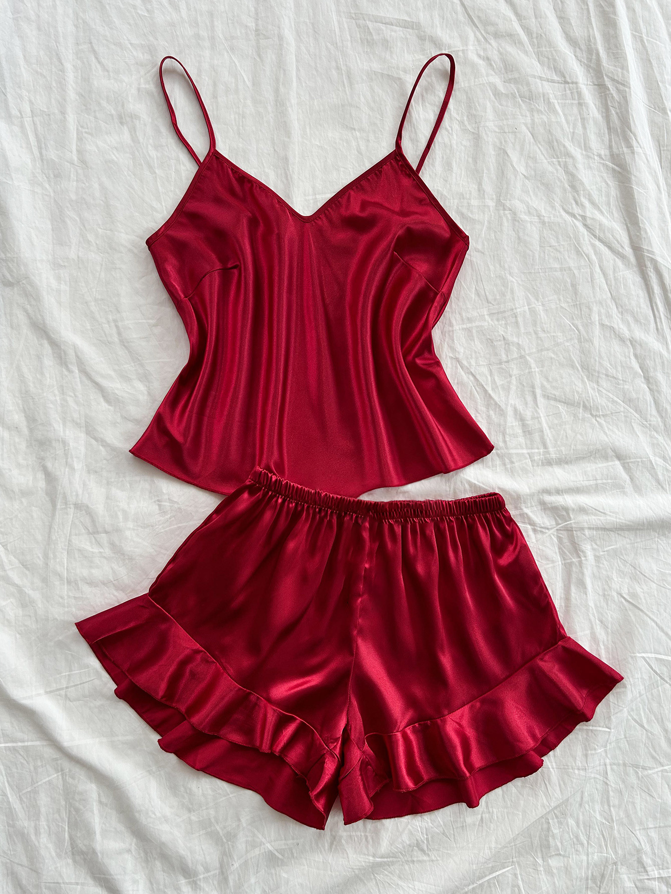 Summer Ice Silk Women Pajamas Sexy Cami & Shorts 2PCS Set Summer Women Home Wear Nightgown