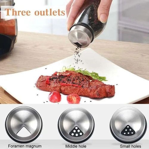 RESTOCKED‼️7pcs Spice Jar Set Rack Glass Organizer Rotating✔️Transparent bottle design, easy to identify the seasoning in the bottle, saving time to find. 360° rotating base, three-mouth rotating adju