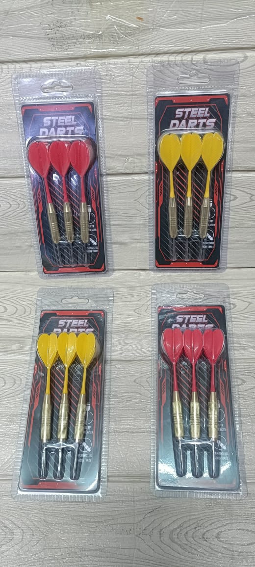 DARTS. 3pcs steel Darts.  built for perfect balance, grip, and control. Ideal for home, bar, or club dartboards, these darts are made with durable metal tips and aerodynamic flights.