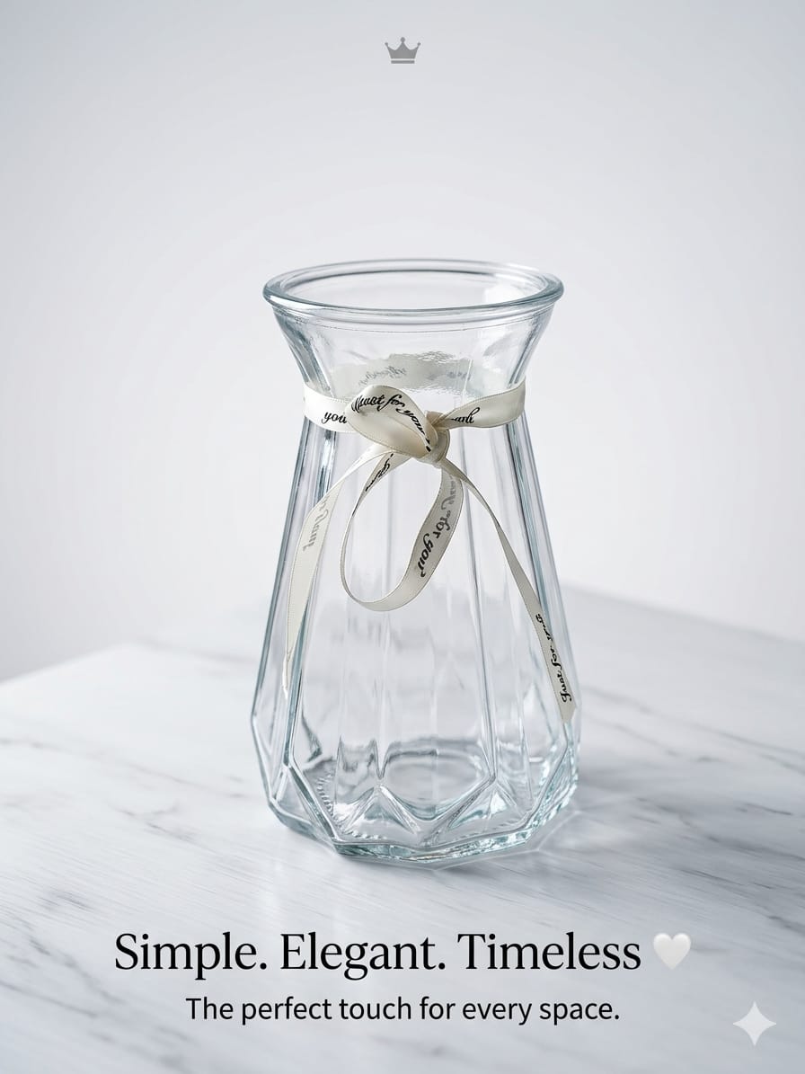 VASE.18cm Clear Diamond Vase, Perfect for small spaces, Affordable luxury decor, Minimalist home essential, Great for fresh or artificial flowers, Ideal gift item