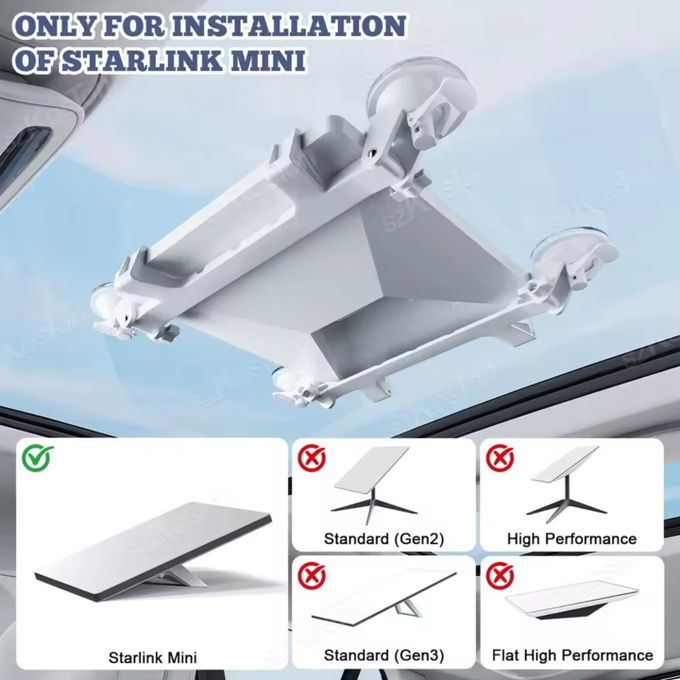 Starlink Mini Sunroof Suction Cup Window Car Mount with Protective Case Holder Rear Windshield / Back Glass Mount Kit for Vans Trucks - CAR Mount for StarlinkMini Portable Travel Mount for Accessories