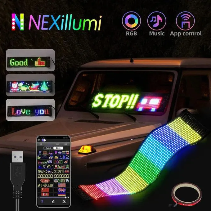 RGB Devil Eyes Light For Cars, Eyes For Truck Windshield LED Panel Smartphone APP & Remote Control LED Flexible Screen LED Matrix Pixel Panel 5V USB Car Window LED Screen