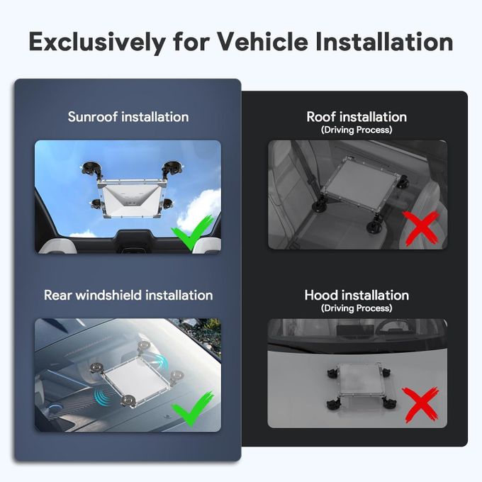 Starlink Mini Sunroof Suction Cup Window Car Mount with Protective Case Holder Rear Windshield / Back Glass Mount Kit for Vans Trucks - CAR Mount for StarlinkMini Portable Travel Mount for Accessories