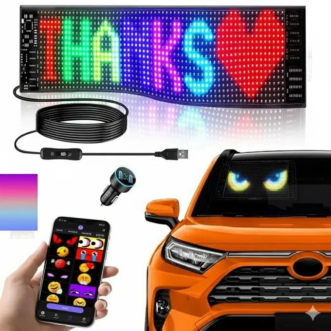 RGB Devil Eyes Light For Cars, Eyes For Truck Windshield LED Panel Smartphone APP & Remote Control LED Flexible Screen LED Matrix Pixel Panel 5V USB Car Window LED Screen