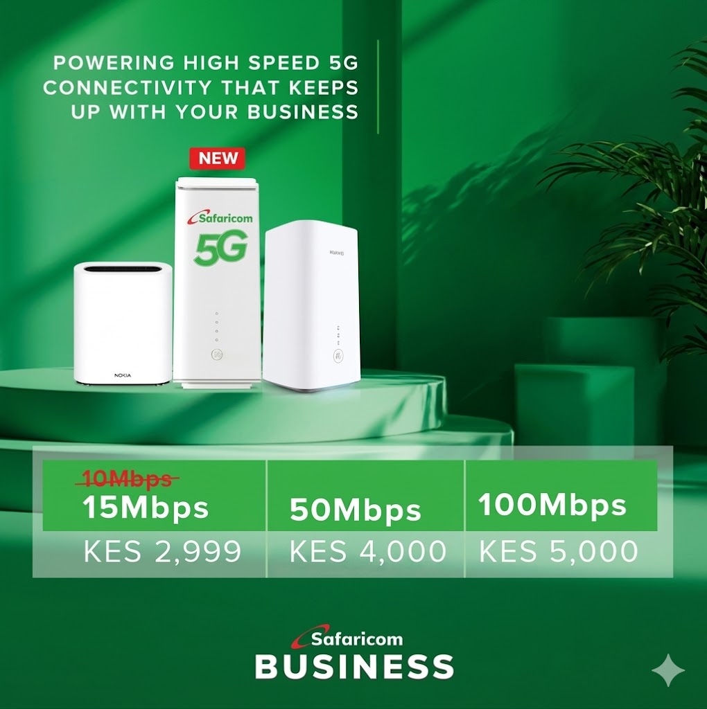 Safaricom 5G WiFi Router Up to 2400 Mbps , WiFi 6 , 128-Device Connection Huawei Wireless Indoor Router With UP Power Bank Get 1 MONTH FOR 2,999 KSH Subscription. Indoor HUAWEI 5G CPE 5 HCPE H153-381