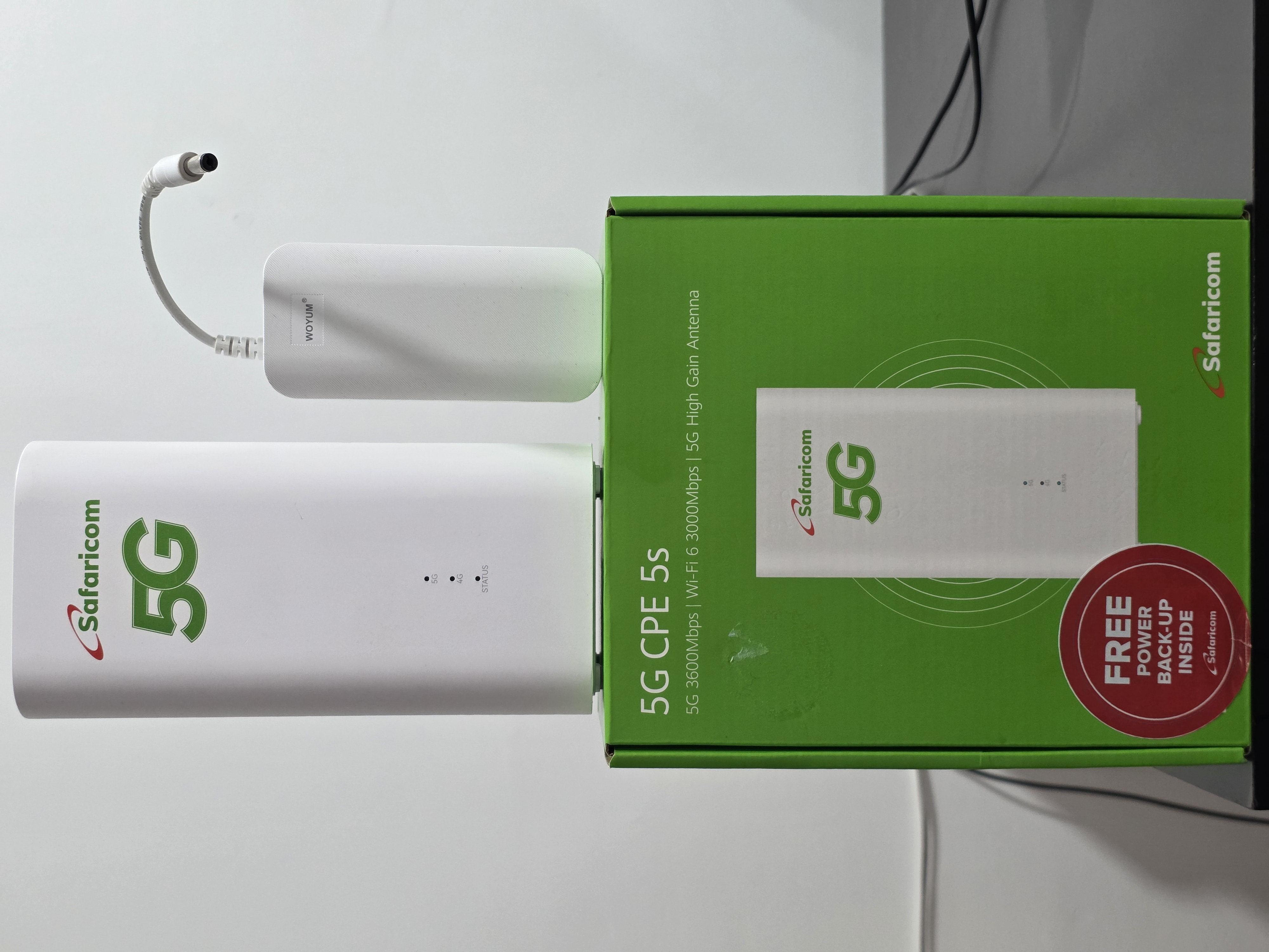Safaricom 5G WiFi Router Up to 2400 Mbps , WiFi 6 , 128-Device Connection Huawei Wireless Indoor Router With UP Power Bank Get 1 MONTH FOR 2,999 KSH Subscription. Indoor HUAWEI 5G CPE 5 HCPE H153-381
