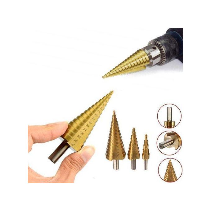Share this product



3 pieces Multifunctional HSS Step Cone Drill Set 4-12mm/4-20mm/4-32mm, Titanium Coated HSS Hex Shank Pagoda Drill for Carbon Steel, Sheet Iron, Insulation Boards, PVC Boards and