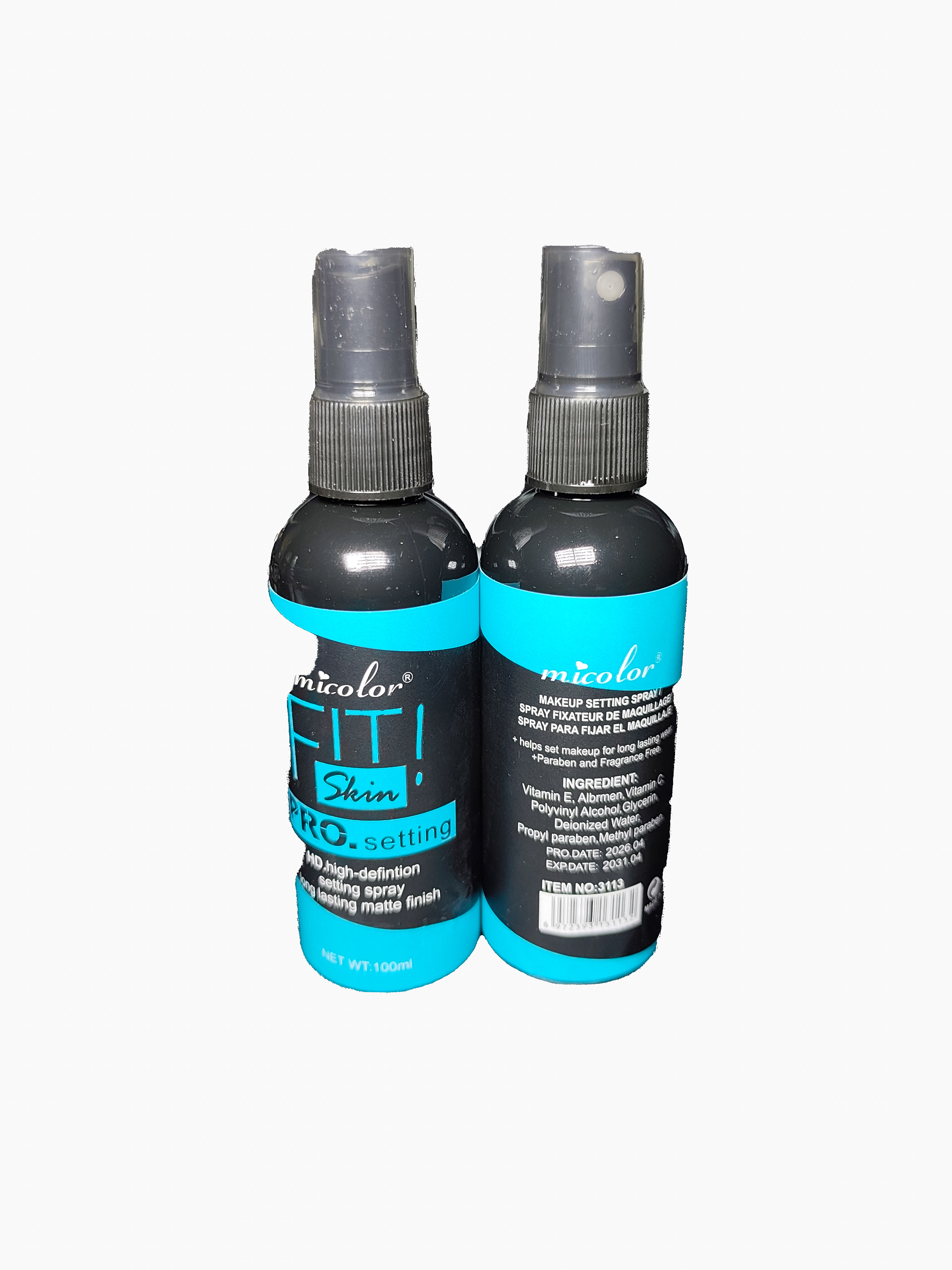 Micolor Make Up Fix Spray Refreshing Mist 135ml + Micolor FIT Skin PRO Setting HD Matte Finish 100ml + L.A. Girl PRO Setting HD High Definition Long Lasting Matte Finish Spray 30ml Makeup Setter