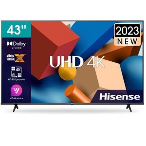 HISENSE 43'' INCH 43A6 SERIES SMART TV ULTRA HD 4K LED TV, BLUETOOTH ENABLED TELEVISION, HDR FRAMELESS, NETFLIX,YOUTUBE TV,DOLBY AUDIO,VIDAA OS +FREE WALL BRACKET AND TV GUARD-2 YEARS WARRANTY