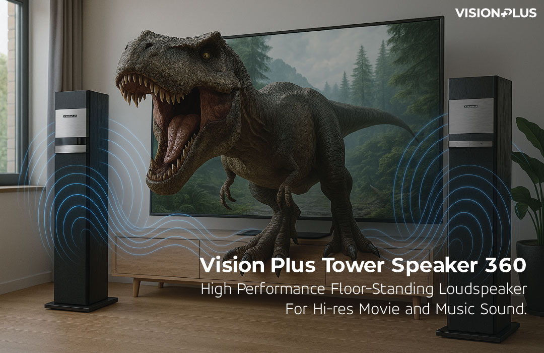 Vision Plus VP2080TS 360W Tower Speaker – Handcrafted Wood Cabinet, Dual 8" Subwoofers, Bluetooth, HDMI, USB, FM Radio, LED Display + 2YRS WRTY