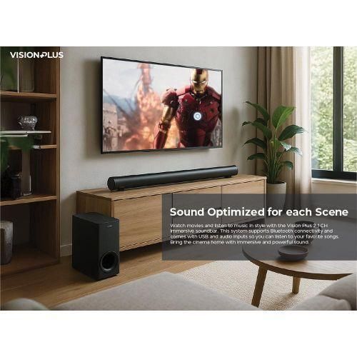 VISION PLUS VP2111SB 2.1 CH SOUND BAR 240W,BLUETOOTH,AUX,USB,HDMI - BLACK-1 YEAR WARRANTY