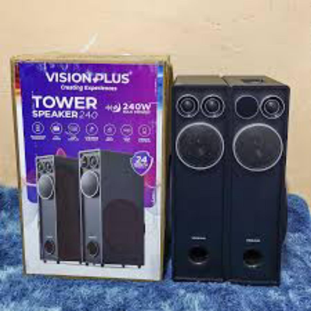 Vision Plus VP2060TS Tower Speaker 240W with versatile connectivity options including Bluetooth, USB, AUX, and HDMI-1 year warranty