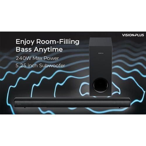 VISION PLUS VP2111SB 2.1 CH SOUND BAR 240W,BLUETOOTH,AUX,USB,HDMI - BLACK-1 YEAR WARRANTY