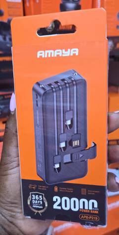 🔋📱 AMAYA 20,000mAh Portable Power Bank – Powerful Backup Battery with Multiple Built-In Connectors, Compact Design & 365-Day Warranty ⚡✨
