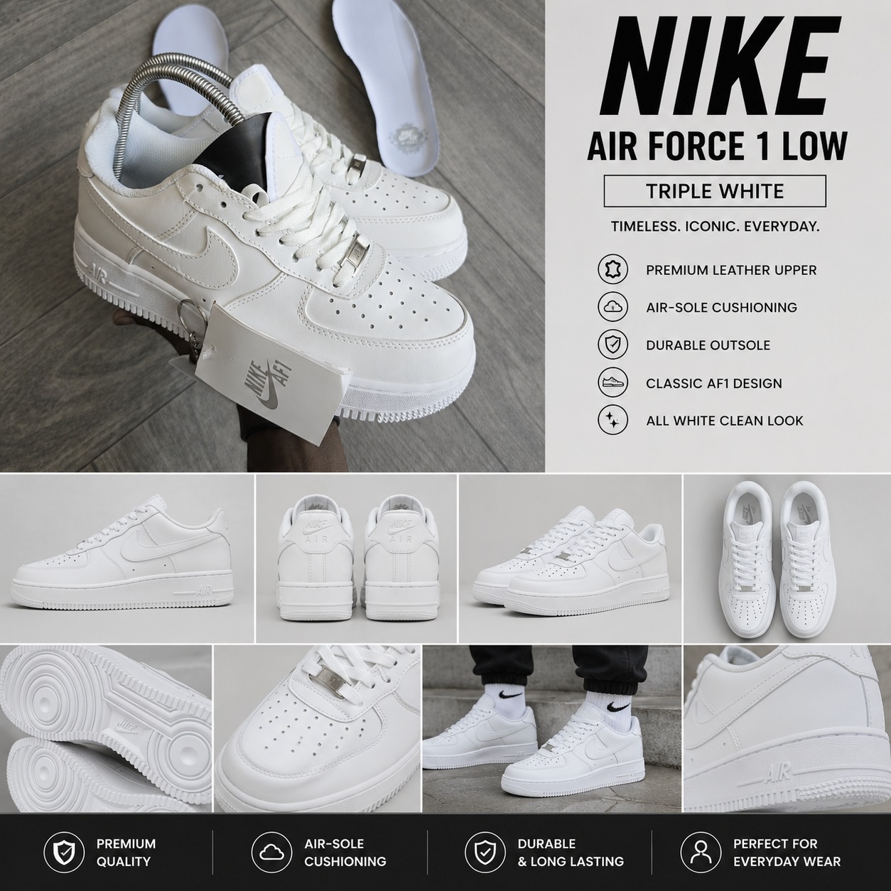 🔥(ON OFFER) 🔥 Customized Air Force 1 low cut Triple White Airforce boot |  Ladies Sneakers – Luxury Women’s Fashion Sneakers, Customized Airforce 1 | Trendy Casual Streetwear Shoes | Stylish Design
