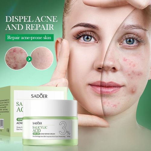SADOER Salicylic Acid Cream Acne Repair Face Cream - Healing Cream, Deep Cleansing Formula for Clear Skin, Oil Balance & Blemish Repair 50g