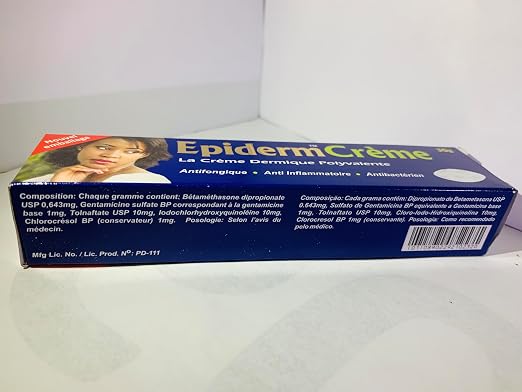 Epiderm Crème Dermatological Cream, Antifungal, Anti-Inflammatory, Antibacterial Treatment, 30g