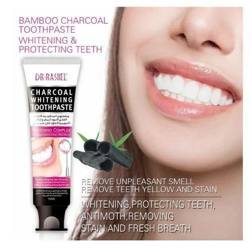 Dr. Rashel Charcoal Whitening Toothpaste - Unisex - 60g - Mint Fresh Breath - Organic Teeth Whitener