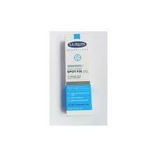 Luron Derma Clear Acne Control Spot Fix Gel, a 15 mL (0.51 fl. oz.) topical product labeled with 2% salicylic acid and key ingredients like tea tree oil, lemon extract, and iris root.
