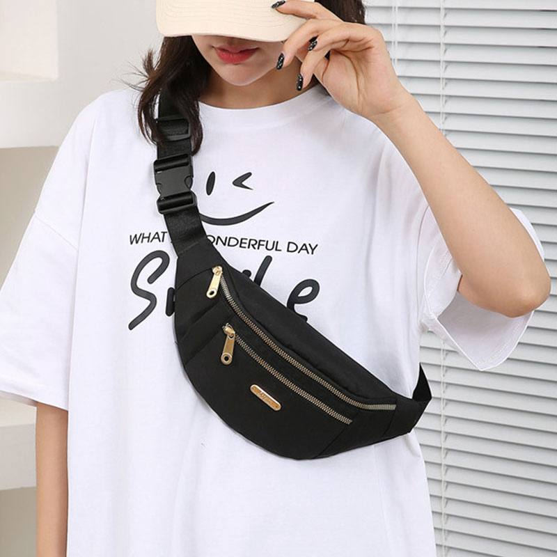 Women's waist bag, waterproof waist bag with adjustable shoulders, Oxford cloth waterproof shoulder bag, multi-layer waist bag suitable for travel, sports and running