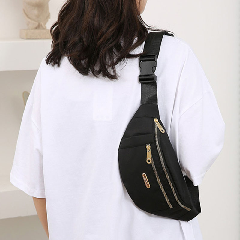 Women's waist bag, waterproof waist bag with adjustable shoulders, Oxford cloth waterproof shoulder bag, multi-layer waist bag suitable for travel, sports and running