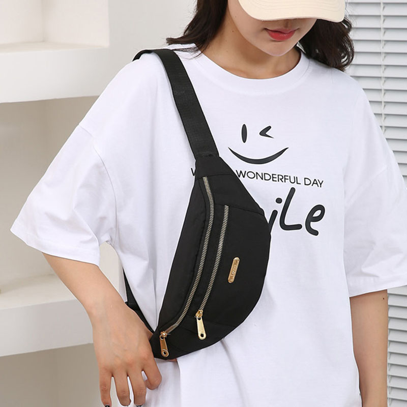 Women's waist bag, waterproof waist bag with adjustable shoulders, Oxford cloth waterproof shoulder bag, multi-layer waist bag suitable for travel, sports and running
