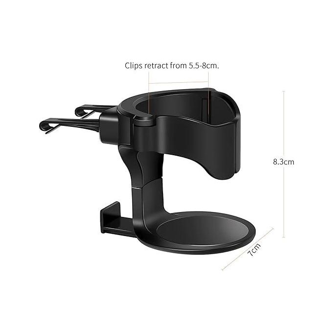 Car Cup Holder 1Kg Heavy Duty Black secure beverages durin wildest rides with this 1kg heavy-duty black car cup holder, clamping firmly onto horizontal air vents to support large tumblers, milkshakes,
