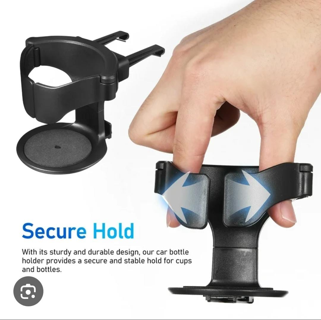 Car Cup Holder 1Kg Heavy Duty Black secure beverages durin wildest rides with this 1kg heavy-duty black car cup holder, clamping firmly onto horizontal air vents to support large tumblers, milkshakes,