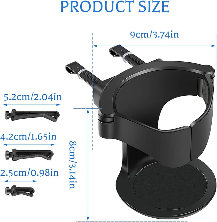 Car Cup Holder 1Kg Heavy Duty Black secure beverages durin wildest rides with this 1kg heavy-duty black car cup holder, clamping firmly onto horizontal air vents to support large tumblers, milkshakes,