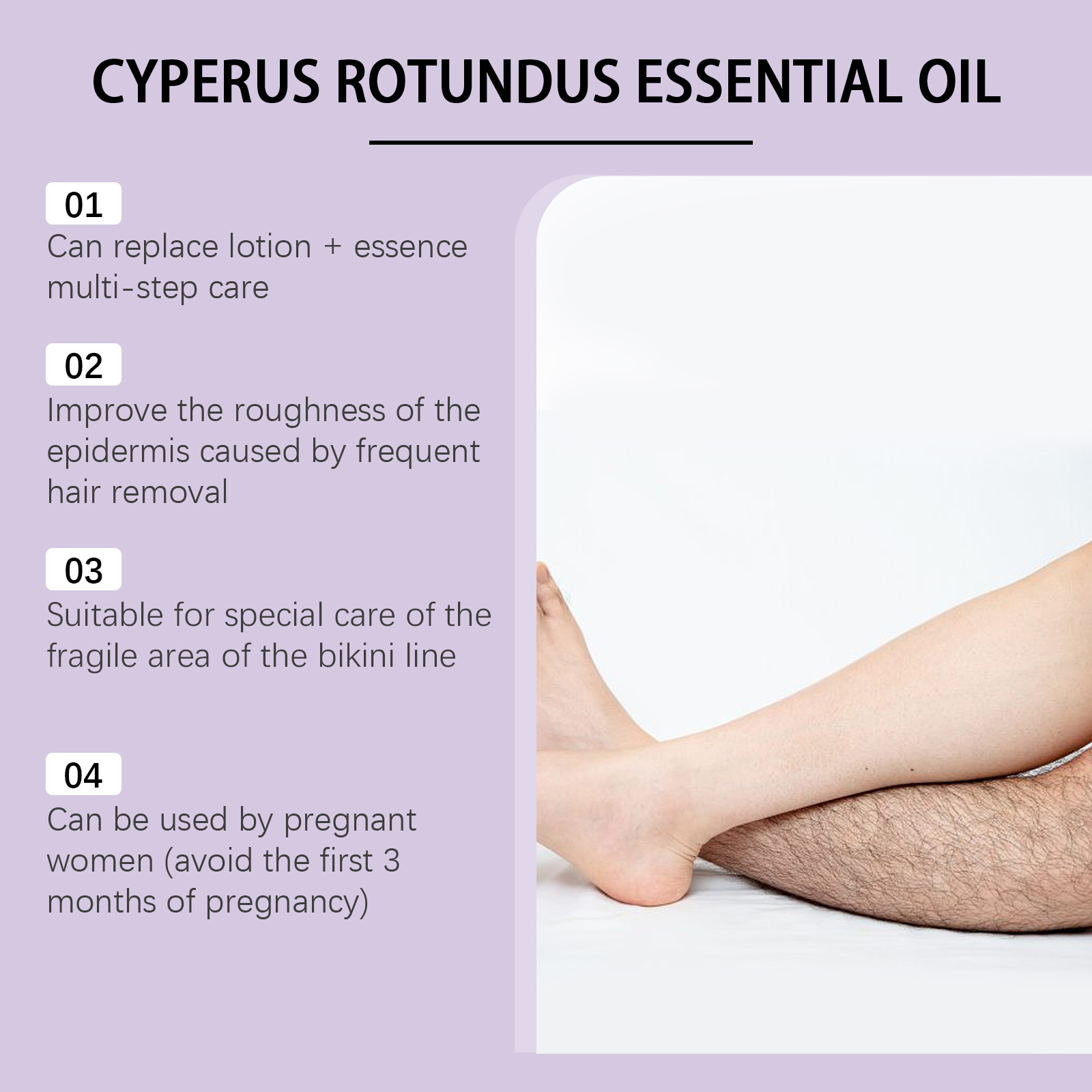 OceAura Cyperus Rotundus Essential Oil, Multi-Effect Body Care Oil for Unwanted Hair Management, Pore Minimizing & Skin Soothing, 60ml