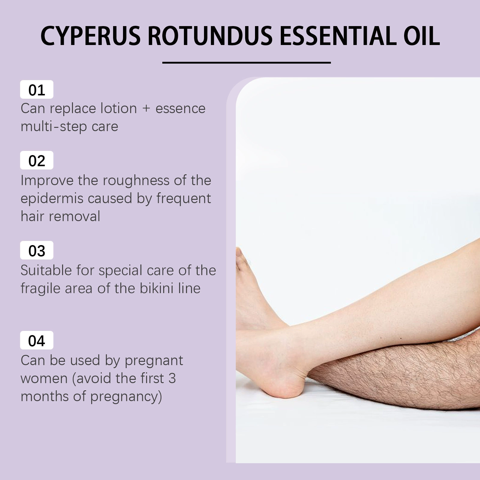 OceAura Cyperus Rotundus Essential Oil, Multi-Effect Body Care Oil for Unwanted Hair Management, Pore Minimizing & Skin Soothing, 60ml