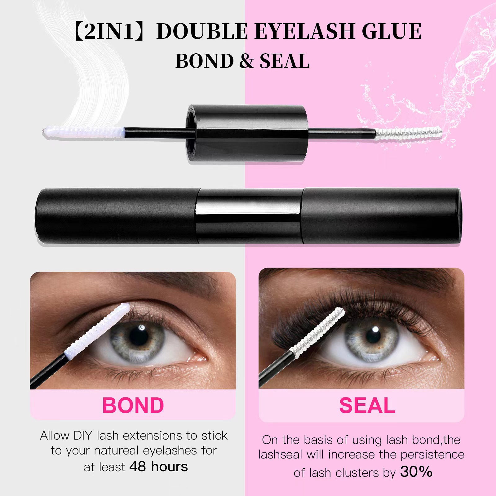 120 Clusters DIY Lash Extension Kit, Handmade PBT Individual Lashes with 2-in-1 Bond & Seal Glue and Curved Lash Tweezer