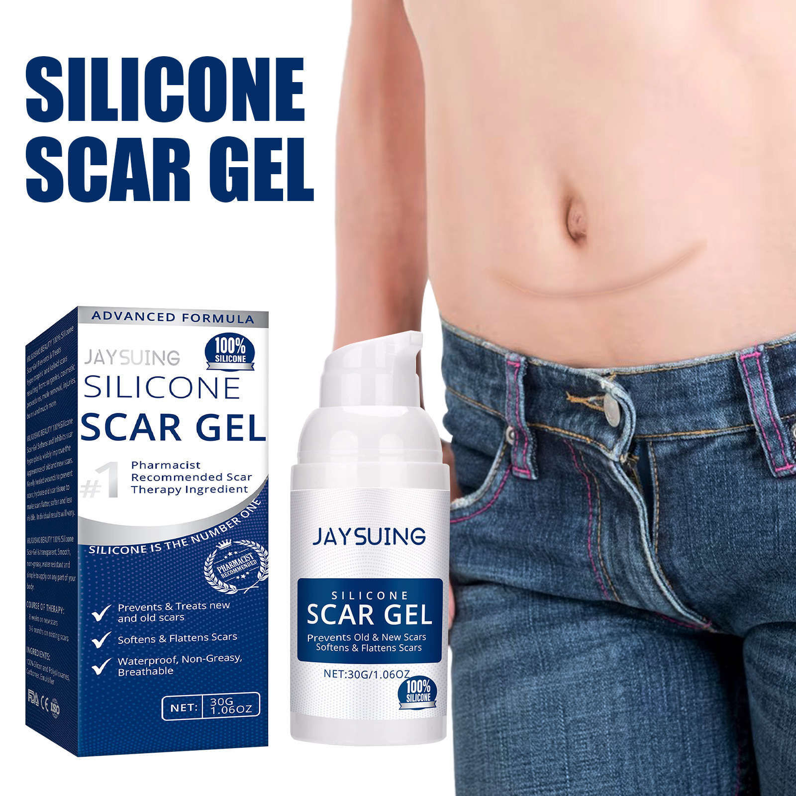 Silicone Scar Removal Gel Removal Skin Scars Cream Treat Surgery Scars Stretch Marks Acne Pox Prints Burn Repair Facial Care Gel Whitening Pigmentation Corrector
