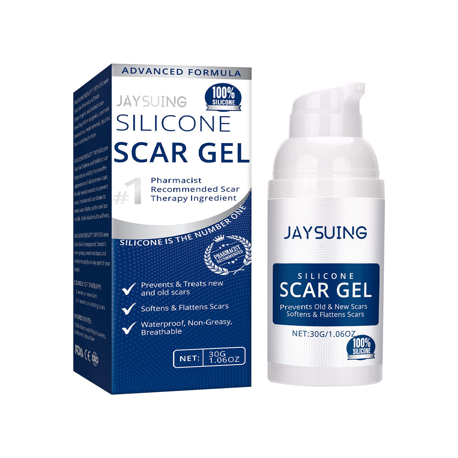 Silicone Scar Removal Gel Removal Skin Scars Cream Treat Surgery Scars Stretch Marks Acne Pox Prints Burn Repair Facial Care Gel Whitening Pigmentation Corrector