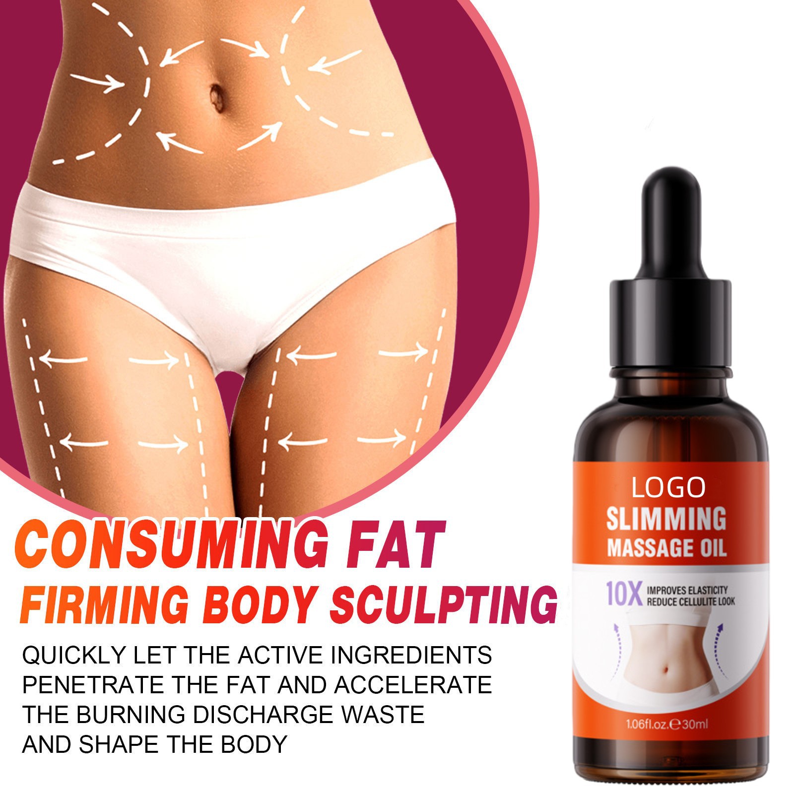 Body Massage Oil with Niacinamide, 30ml Dropper Bottle for All-Over Body Care