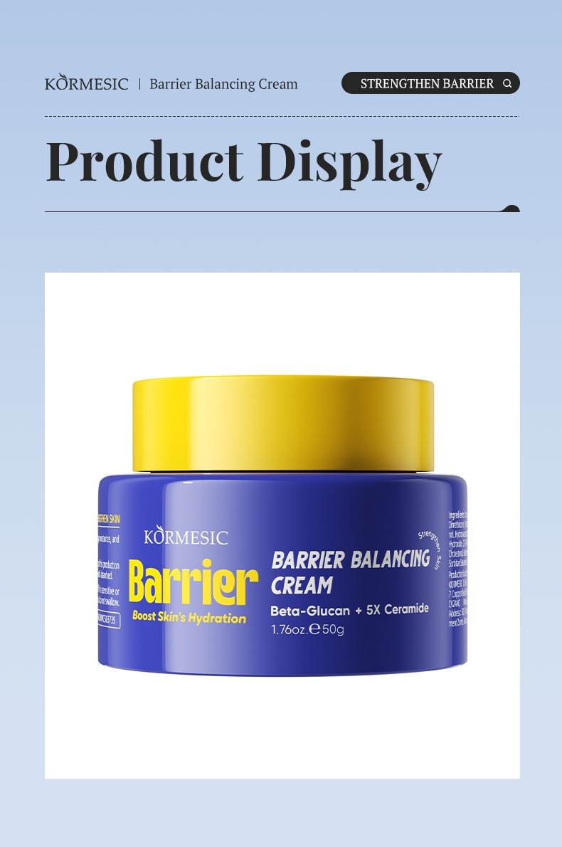 KORMESIC Barrier Balancing Face Cream with Beta-Glucan and 5X Ceramide, Moisturizing Facial Care, 50g / 1.76 oz