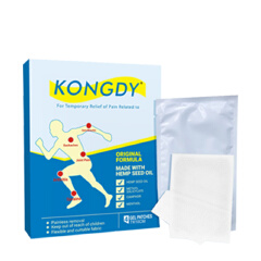 KONGDY Gel Patches, 4 Individually Wrapped 7 x 10 cm Patches, Flexible Fabric with Hemp Seed Oil, Menthol and Camphor