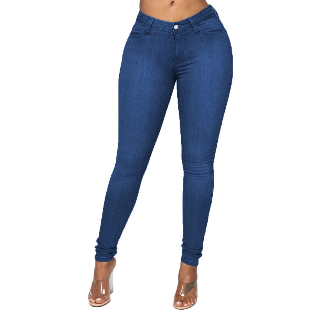 Women Jeans New Arrival  Fashion Sheath Pencil Pants Pockets Cargo Denim Distressed High Waist Washing Slim Fit Zipper Fly Ankle Length Solid