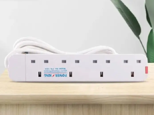 [ TODAY CLEARANCE OFFER ]Power King Commercial & Home Best 4 Way Power Extension With Long Cable // Power extenson - White