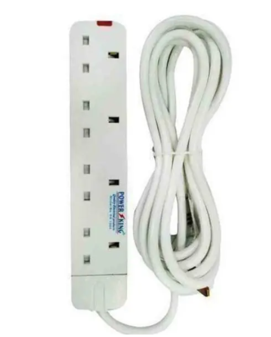 [ TODAY CLEARANCE OFFER ]Power King Commercial & Home Best 4 Way Power Extension With Long Cable // Power extenson - White